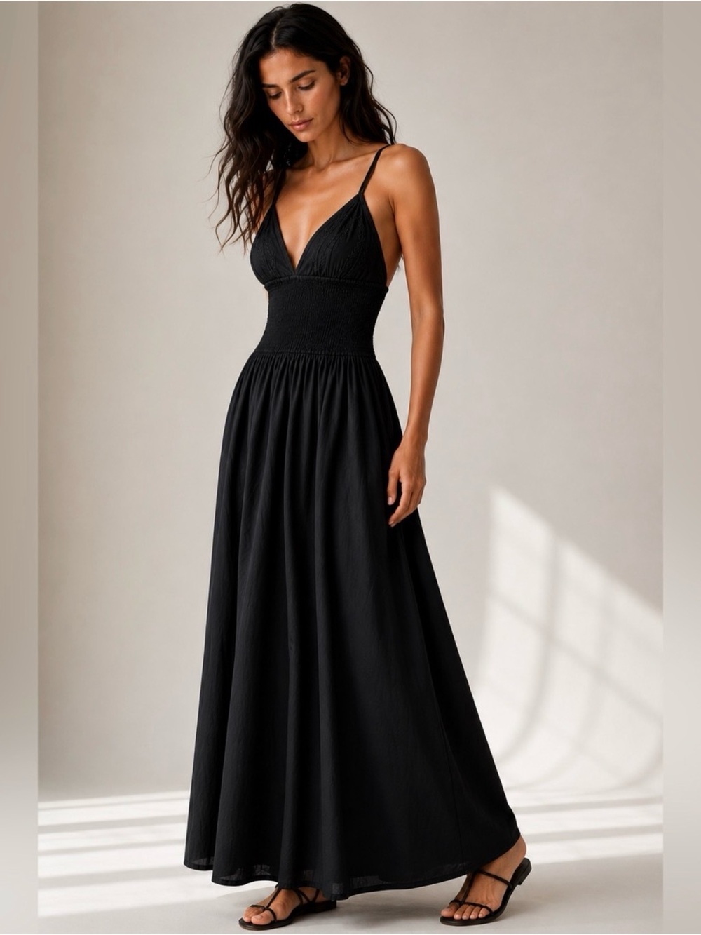 Zara Embroidered Gabardine Maxi Dress Black |
Size Large